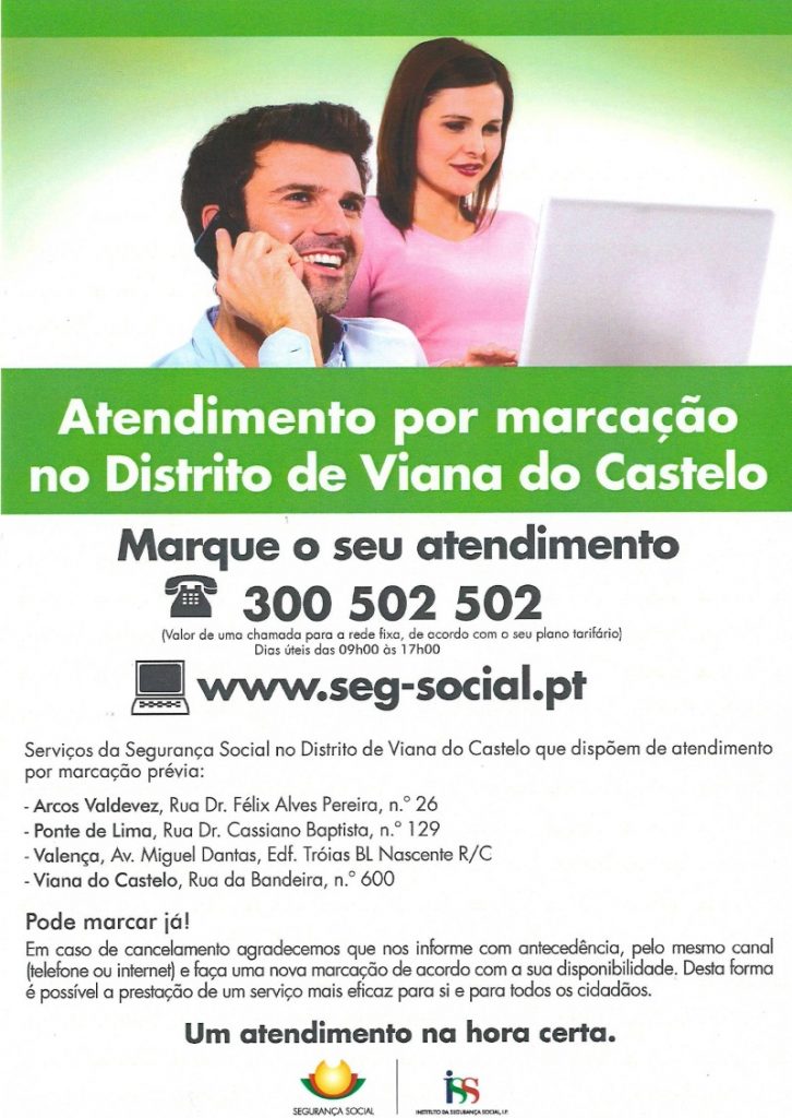 atendimento por marcaçao distrito Viana Castelo - Seg. Social
